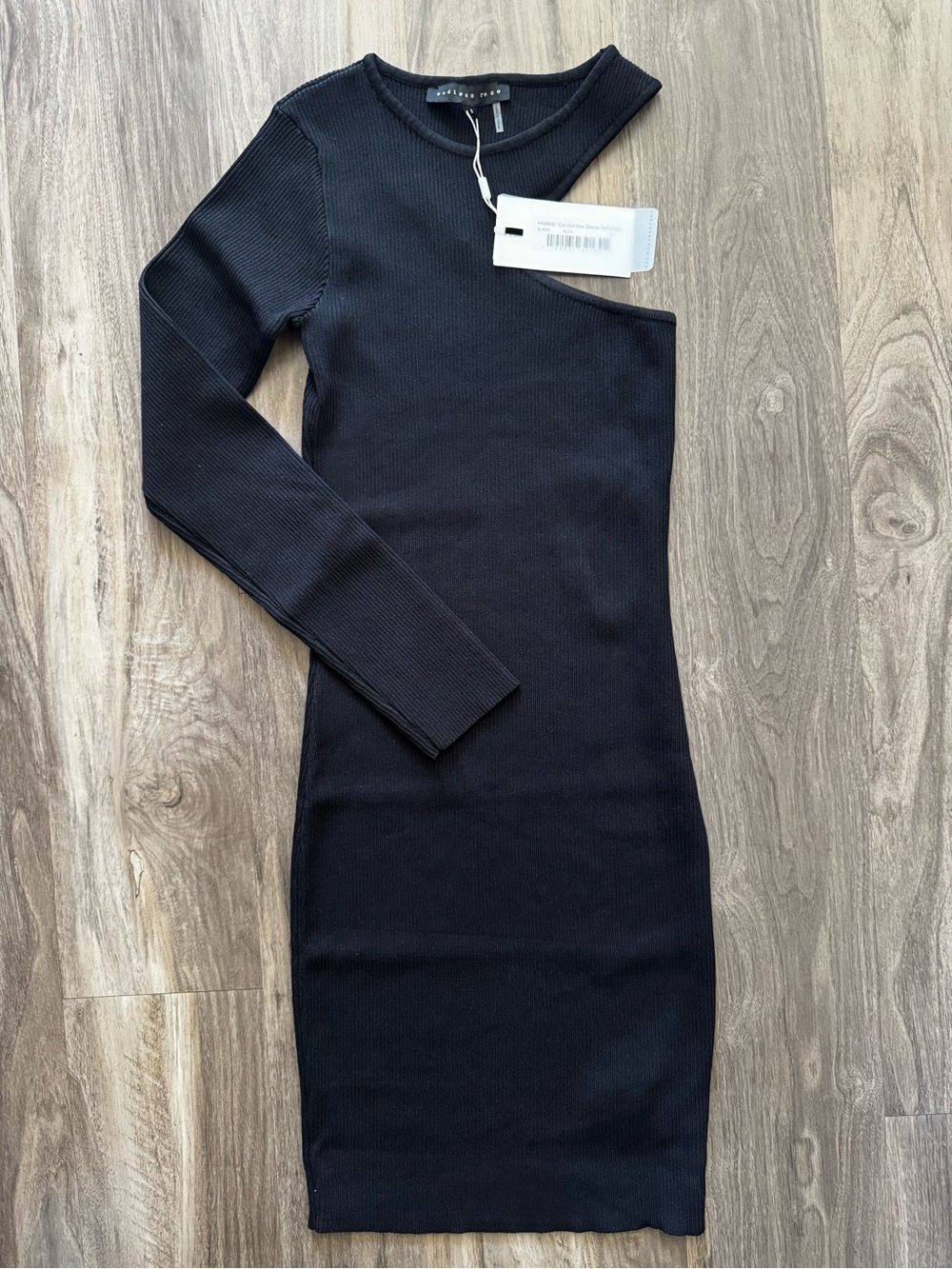 Endless Rose Black One-Shoulder Ribbed Bodycon Dress